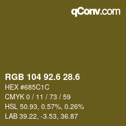 カラーコード: RGB 104 92.6 28.6 | qconv.com