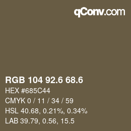 カラーコード: RGB 104 92.6 68.6 | qconv.com