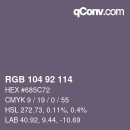 颜色代码: RGB 104 92 114 | qconv.com
