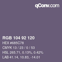 カラーコード: RGB 104 92 120 | qconv.com