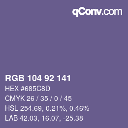 カラーコード: RGB 104 92 141 | qconv.com