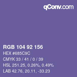 カラーコード: RGB 104 92 156 | qconv.com