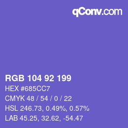 颜色代码: RGB 104 92 199 | qconv.com
