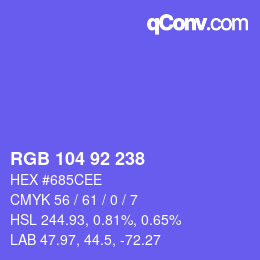カラーコード: RGB 104 92 238 | qconv.com
