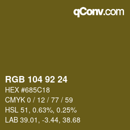 颜色代码: RGB 104 92 24 | qconv.com