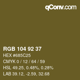カラーコード: RGB 104 92 37 | qconv.com