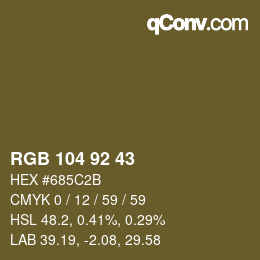 カラーコード: RGB 104 92 43 | qconv.com