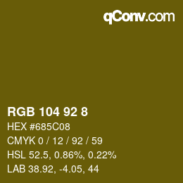 颜色代码: RGB 104 92 8 | qconv.com