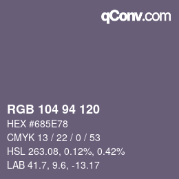 Farbcode: RGB 104 94 120 | qconv.com