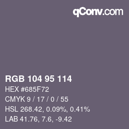 Farbcode: RGB 104 95 114 | qconv.com