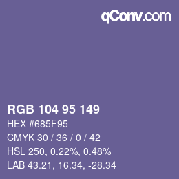 Farbcode: RGB 104 95 149 | qconv.com