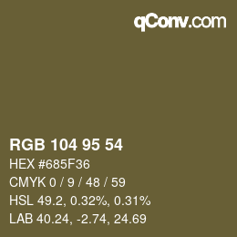 Color code: RGB 104 95 54 | qconv.com