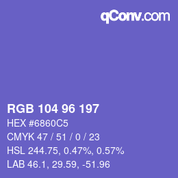 颜色代码: RGB 104 96 197 | qconv.com