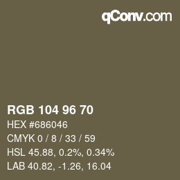 颜色代码: RGB 104 96 70 | qconv.com