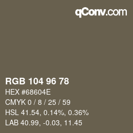 Farbcode: RGB 104 96 78 | qconv.com