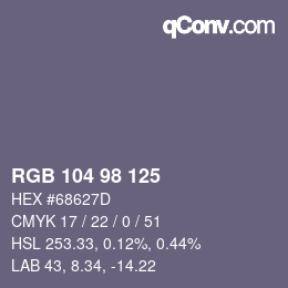 カラーコード: RGB 104 98 125 | qconv.com