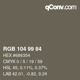 Color code: RGB 104 99 84 | qconv.com