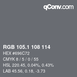 Color code: RGB 105.1 108 114 | qconv.com
