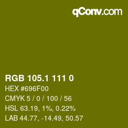 カラーコード: RGB 105.1 111 0 | qconv.com