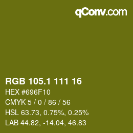 カラーコード: RGB 105.1 111 16 | qconv.com