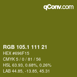 カラーコード: RGB 105.1 111 21 | qconv.com