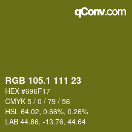 カラーコード: RGB 105.1 111 23 | qconv.com