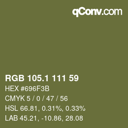カラーコード: RGB 105.1 111 59 | qconv.com