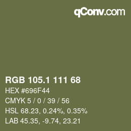 カラーコード: RGB 105.1 111 68 | qconv.com