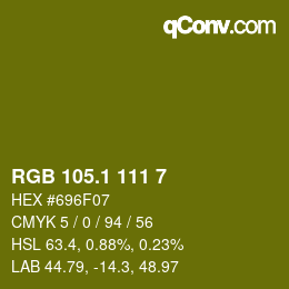 カラーコード: RGB 105.1 111 7 | qconv.com