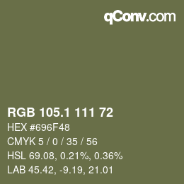 カラーコード: RGB 105.1 111 72 | qconv.com