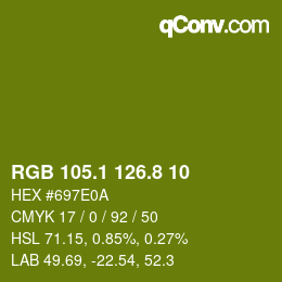 カラーコード: RGB 105.1 126.8 10 | qconv.com