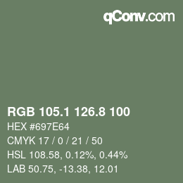 カラーコード: RGB 105.1 126.8 100 | qconv.com