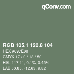 Color code: RGB 105.1 126.8 104 | qconv.com