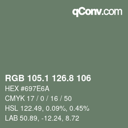 Color code: RGB 105.1 126.8 106 | qconv.com