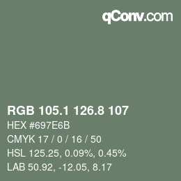 Color code: RGB 105.1 126.8 107 | qconv.com