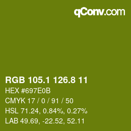 カラーコード: RGB 105.1 126.8 11 | qconv.com