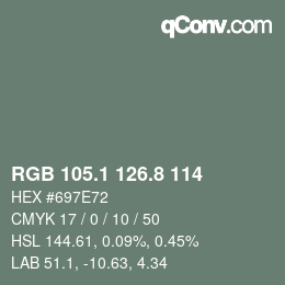 Color code: RGB 105.1 126.8 114 | qconv.com