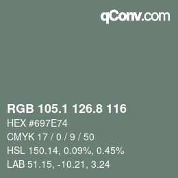 カラーコード: RGB 105.1 126.8 116 | qconv.com