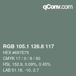 Color code: RGB 105.1 126.8 117 | qconv.com