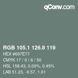 Color code: RGB 105.1 126.8 119 | qconv.com