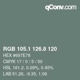 カラーコード: RGB 105.1 126.8 120 | qconv.com