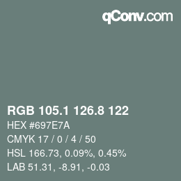 Color code: RGB 105.1 126.8 122 | qconv.com