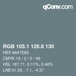 カラーコード: RGB 105.1 126.8 130 | qconv.com