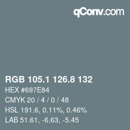 Color code: RGB 105.1 126.8 132 | qconv.com