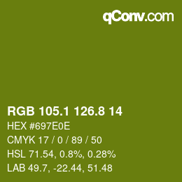 カラーコード: RGB 105.1 126.8 14 | qconv.com