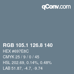 Color code: RGB 105.1 126.8 140 | qconv.com