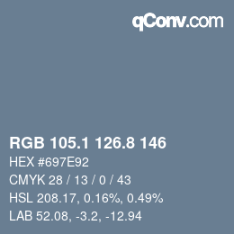Color code: RGB 105.1 126.8 146 | qconv.com