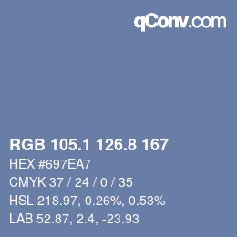 カラーコード: RGB 105.1 126.8 167 | qconv.com
