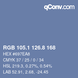 Farbcode: RGB 105.1 126.8 168 | qconv.com