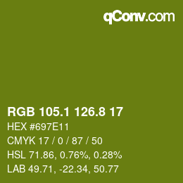 カラーコード: RGB 105.1 126.8 17 | qconv.com